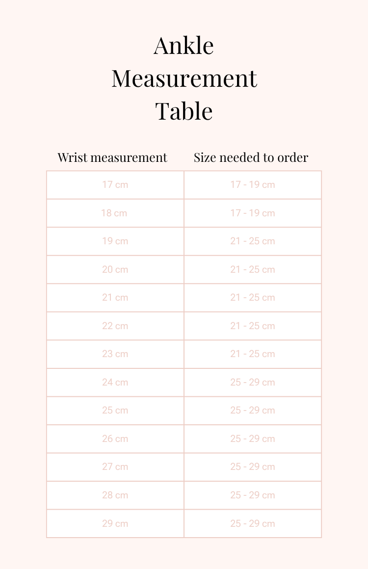 PERSN by Rauschmayer - Size Guide - Anklet
